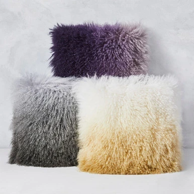 Ombre Mongolian Pillow 22" - Grey/Charcoal 4 Ombre Mongolian Pillow 22" - Grey/Charcoal - Image 2