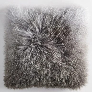 Ombre Mongolian Pillow 22" - Grey/Charcoal 8 Ombre Mongolian Pillow 22" - Grey/Charcoal - Image 6