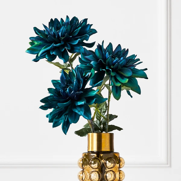 Teal Open Dahlia - Set Of 3 3 Teal Open Dahlia - Set Of 3