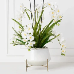 Orchids In Bowl With Stand
